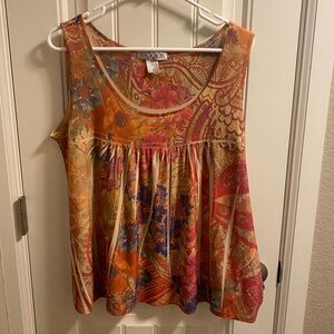 Wear Me Out XL Top Sublimation Stretch Blouse Sleeveless Shirt Floral